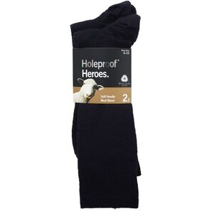 Holeproof Men's Rib Wool Business Socks 2 Pack Black
