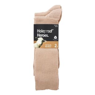Holeproof Men's Rib Wool Business Socks 2 Pack Oat