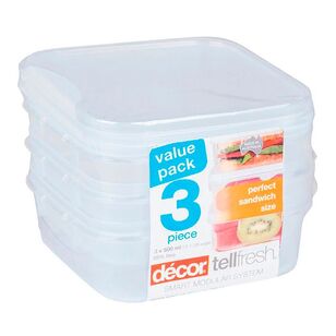Decor Tellfresh 500 ml Plastic Square Food Storage Container 3 Pack