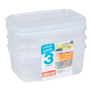 Decor Tellfresh 1L Plastic Oblong Food Storage Container 3 Pack
