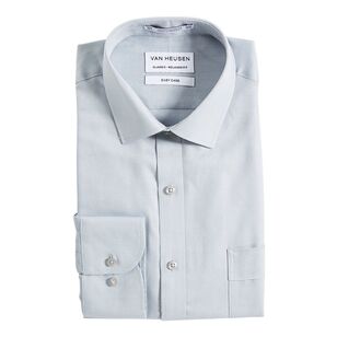 Van Heusen Men's Nailhead Long Sleeve Business Shirt Silver