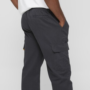 Savane Men's Panama Elastic Waist Zipfly Cargo Pants Black