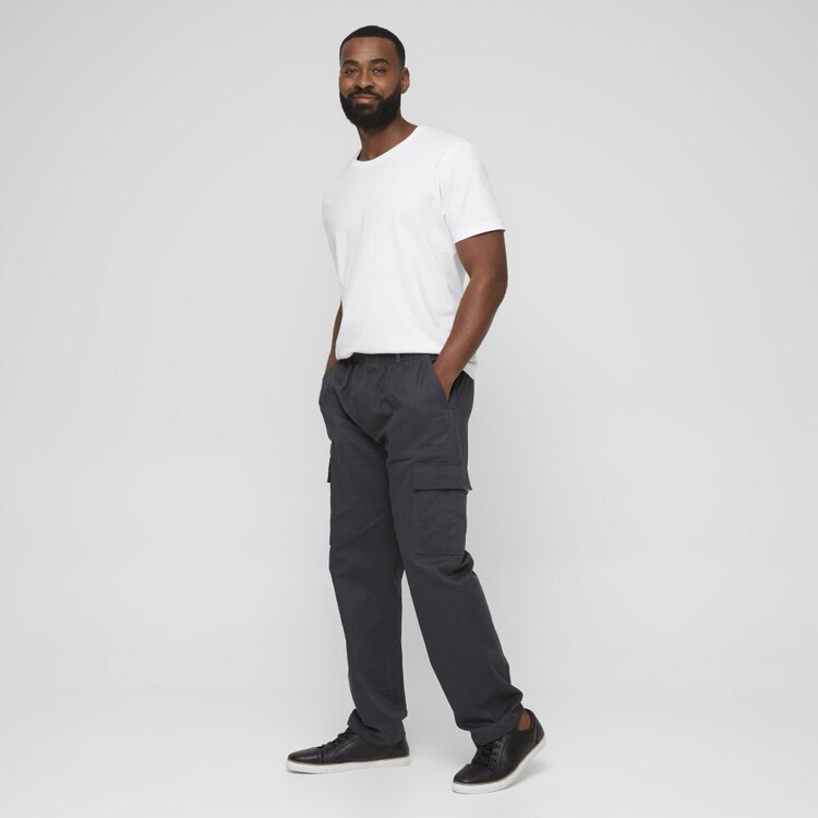 Savane Men's Panama Elastic Waist Zipfly Cargo Pants Khaki Medium