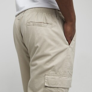 Savane Men's Panama Elastic Waist Zipfly Cargo Pants Stone