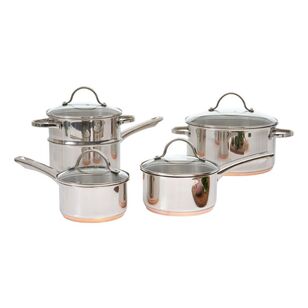 Smith & Nobel Luminous 5-Piece Copper Base Stainless Steel Cookset