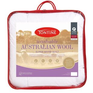 Tontine 500 GSM Super Warm Washable Australian Wool Quilt White Queen