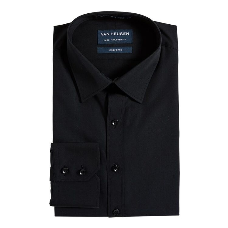 Van Heusen Men's Euro Fit Poplin Business Shirt Black