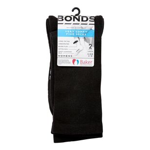 Bonds Women's Very Comfy Fine Socks 2 Pack Black