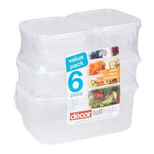 Decor Tellfresh Plastic Oblong Food Storage Container 6 Pack