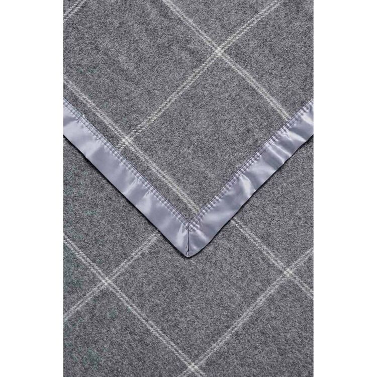 Gainsborough Check Wool Blanket Queen Bed/King Bed Grey