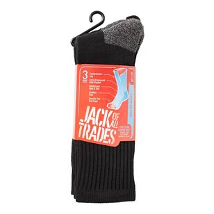 Jack Of All Trades Men's Cotton Crew Action Socks 3 Pack Black