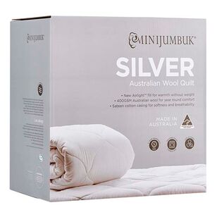 MiniJumbuk Silver 400 GSM Australian Wool Quilt White King Bed