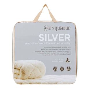 MiniJumbuk Silver 750 GSM Australian Wool Underlay White Double