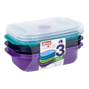 Decor Microsafe 900 ml Jewel Oblong Container 3 Pack