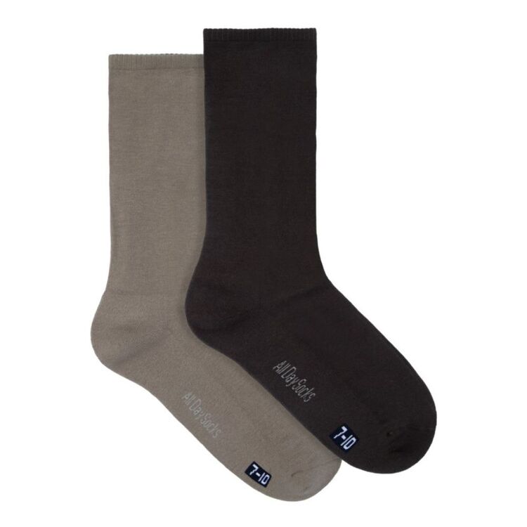 Underworks Men's All Day Plain Crew 2 Pack Taupe | Harris Scarfe