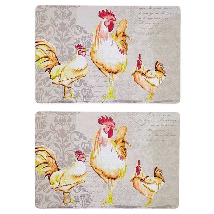 Just Home Roosters Placemant 2 Pack