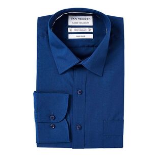 Van Heusen Men's Solid Poplin Classic Fit Business Shirt Navy