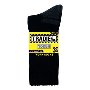 Tradie Black Men's Acrylic Work Socks 3 Pack Black