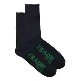 Tradie Black Men's Bamboo Work Socks 2 Pack Black