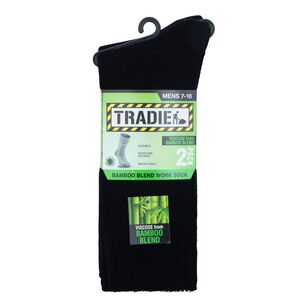 Tradie Black Men's Bamboo Work Socks 2 Pack Black