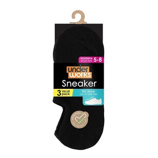 Underworks Women's Sneaker Socks 3 Pack Black