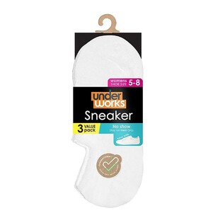 Underworks Women's Sneaker Socks 3 Pack White