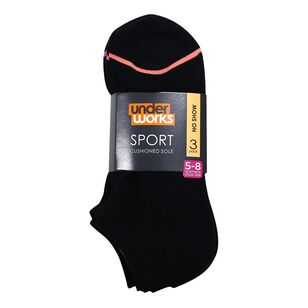 Underworks Women's Sports No Show Socks 3 Pack Black