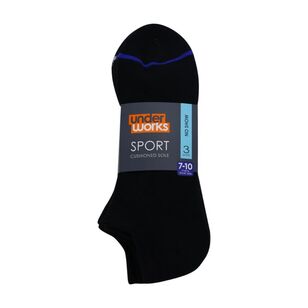 Underworks Men's No Show Sport Socks 3 Pack Black