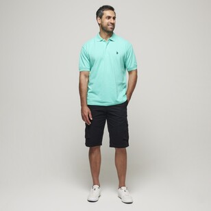 U.S. Polo Assn. Men's Short Sleeve Regular Fit Cotton Pique Polo Aqua