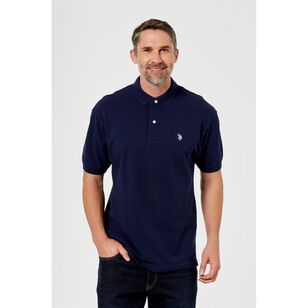 U.S. Polo Assn. Men's Short Sleeve Regular Fit Cotton Pique Polo Navy & Light Blue