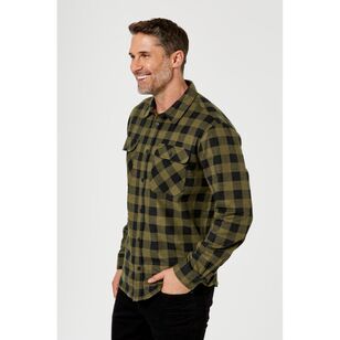 Bronson Basic Men's Bolton Cotton Printed Flannelette Shirt Khaki XX Large