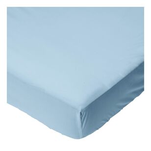 Linen House 300 Thread Count Cotton Fitted Sheet Blue King Bed