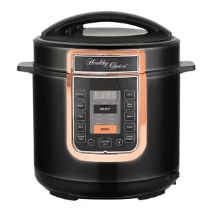 Healthy Choice 1000w 6L Slow & Pressure Cooker Black & Rose Gold PC700