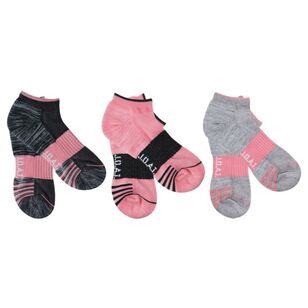 Jack Of All Trades Women's Low Cut Action Sport Socks 3 Pack Pink & Grey
