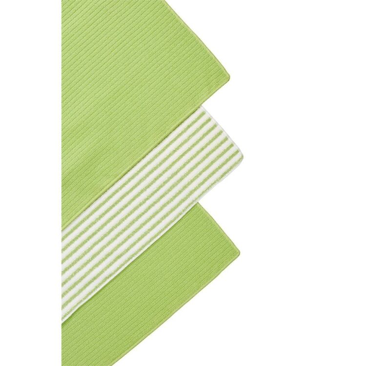 Smith & Nobel Microfibre Tea Towel 3 Pack Green Stripe