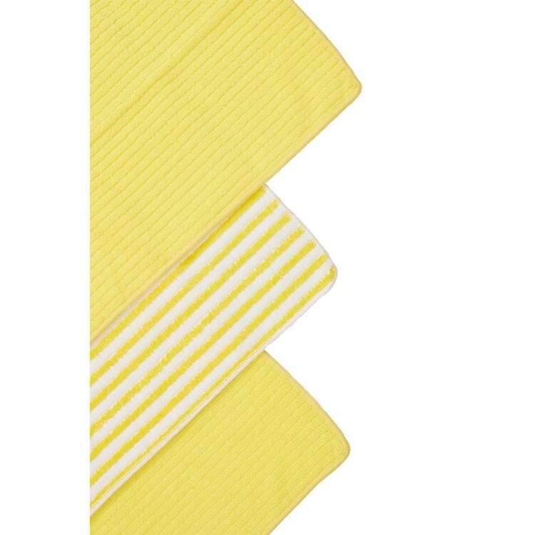 Smith & Nobel Microfibre Tea Towel 3 Pack Yellow Stripe