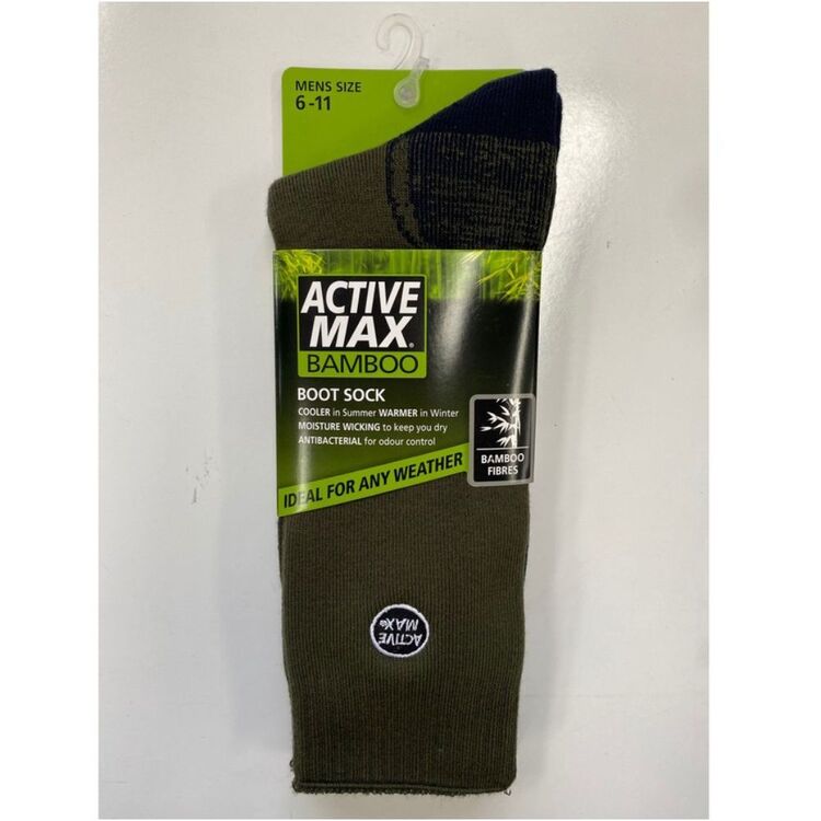 Active Max Men's Bamboo Socks Khaki & Navy 6 - 11