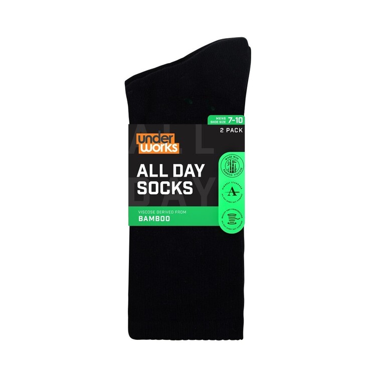 Underworks Men's All Day Bamboo derived Viscose Cushioned Sole Socks 2 ...
