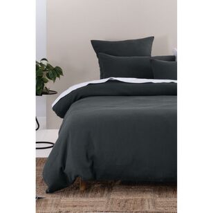 Linen House Providence Waffle Quilt Cover Set Charcoal