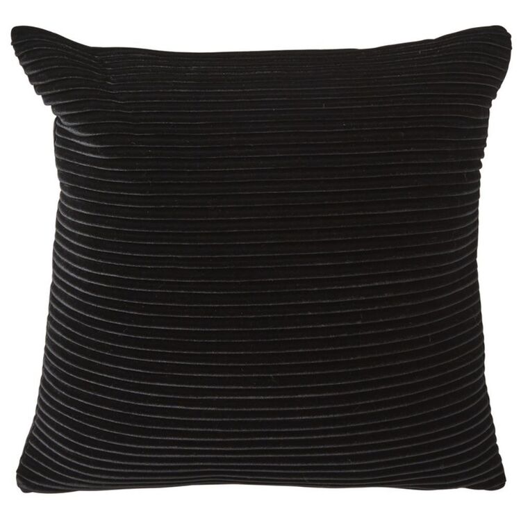 Elysian Velvet Pleat Cushion 50x50cm Black 50 x 50 cm