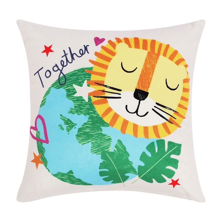 Happy Kids Our Planet Filled Cushion 40x40cm Multicoloured 40 x 40 cm