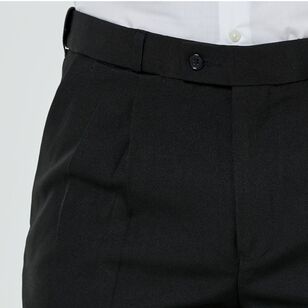 Zeds Men's Carlton Single Pleat Front Trouser with Comfort Stretch Waistband Black