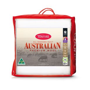 Tontine 300 GSM Premium Australian Wool All Seasons Quilt White King Bed