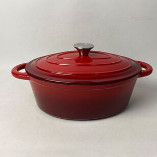 Smith + Nobel Traditions 3L Cast Iron Oval Casserole Pot Red