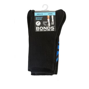Bonds Men's Logo Crew Sock 3 Pack Black