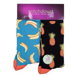 Mitch Dowd Men's Bamboo Fruits Sock 2 Pack Multicoloured 8 - 13