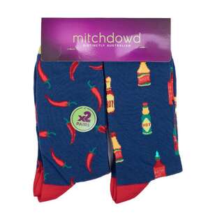 Mitch Dowd Men's Hot Sauce & Chillies Sock 2 Pack Blue 8 - 13