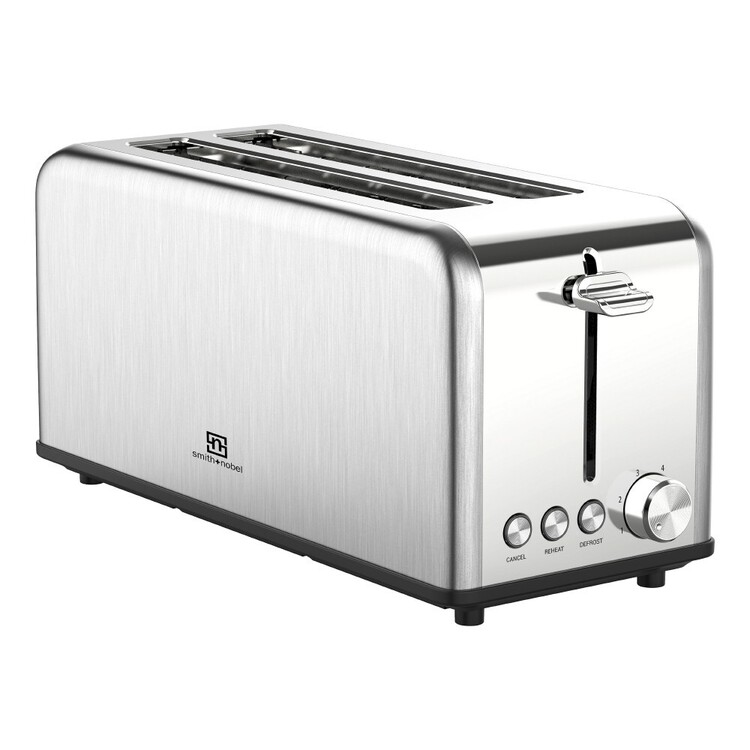 Smith & Nobel Stainless Steel Long 4 Slice Toaster With Anti-Jam