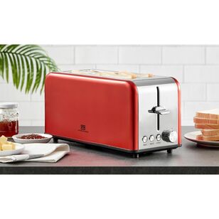 Smith & Nobel Red Long 4 Slice Toaster With Anti-Jam Function TM8230