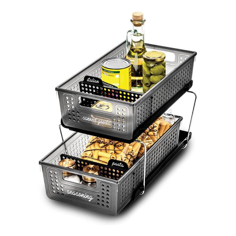Two Level Storage Units Madesmart 2 Level Storage with Divider Carbon | Harris Scarfe